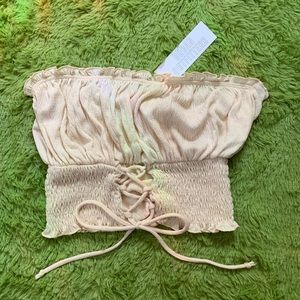 UO stretchy tan tie up tube top